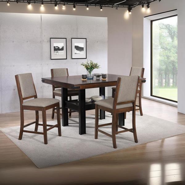 Patterson 59"W x 47"L 5-Piece Counter Height Dining Set - Mango Oak Black 