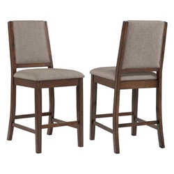 Patterson Upholstered Counter Chair with Mango Oak Finish Frame and Beige Fabric - Set of 2 