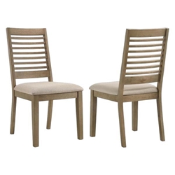 Scottsdale Wood Dining Side Chair with Latte Fabric - Washed Brown Finish Frame - Set of 2 