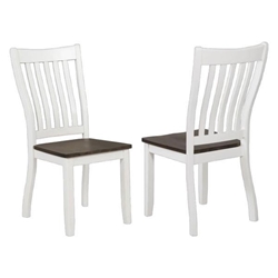 Kingman Wood Dining Side Chair with Distressed White Frame and Espresso Finish Seat - Set of 2 