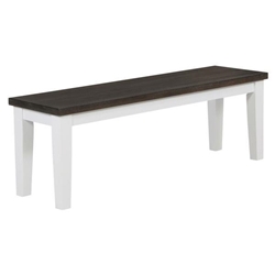 Kingman Wood Dining Bench with Distressed White Base and Espresso Finish Seat 