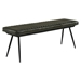 Partridge Dining Bench with Hand Dyed Goat Leather Fabric - Antique Espresso - Deep Black Finish Legs - COA1511