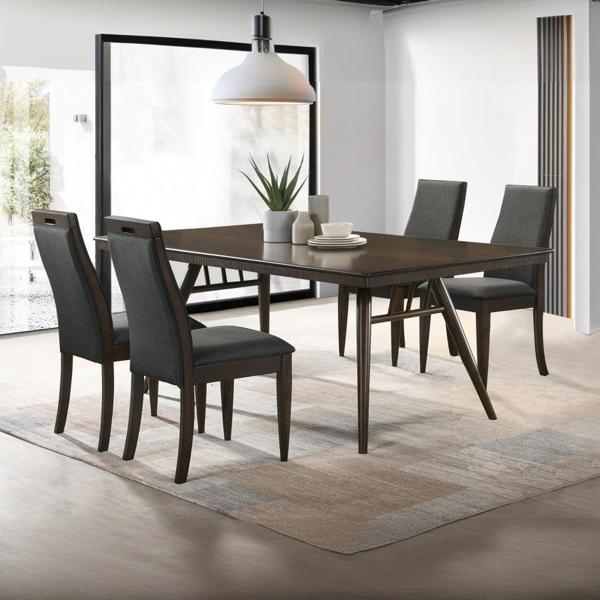 Wes 80"W x 41"L 5-Piece Rectangular Dining Table Set - Dark Walnut 