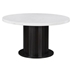 Sherry 54" Round Marble Top Dining Table Rustic Espresso