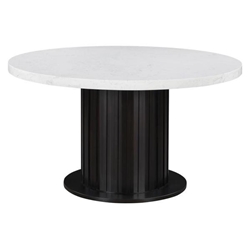 Sherry 54" Round Marble Top Dining Table Rustic Espresso 