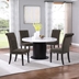 Sherry 54" Round 5-Piece Round Marble Top Dining Table Set - Brown