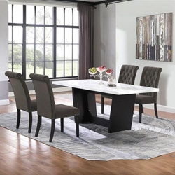 Sherry 72"W x 38"L 5-Piece Rectangular Marble Top Dining Table Set - Brown - Rustic Espresso Finish Legs 