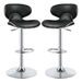 Edenton Adjustable Bar Stool with Chrome Finish Pedestal Base - Black Upholstery - Set of 2 - COA1594