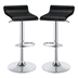 Bidwell Adjustable Bar Stool with Black Upholstery - Chrome Finish Pedestal Base - Set of 2