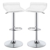 Bidwell Upholstered Adjustable Bar Stool White - White Polyresin Frame - Chrome Finish Pedestal Base - Set of 2