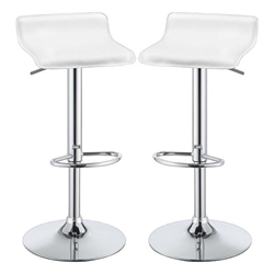 Bidwell Upholstered Adjustable Bar Stool White - White Polyresin Frame - Chrome Finish Pedestal Base - Set of 2 