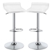 Bidwell Upholstered Adjustable Bar Stool White - White Polyresin Frame - Chrome Finish Pedestal Base - Set of 2 - COA1597