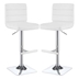 Bianca Upholstered Adjustable Bar Stool White - Chrome Finish Base - Set of 2