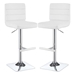 Bianca Upholstered Adjustable Bar Stool White - Chrome Finish Base - Set of 2 - COA1607