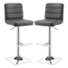 Bianca Upholstered Adjustable Bar Stool Grey - Chrome Finish Pedestal Base - Set of 2 - COA1609