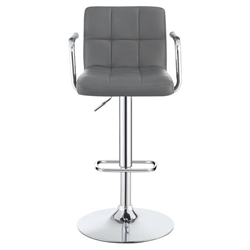 Palomar Adjustable Height Bar Stool - Grey Leatherette - Chrome Finish 