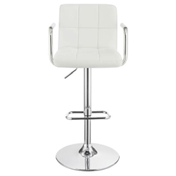 Palomar Adjustable Height Bar Stool - White Leatherette - Chrome Finish Base 