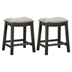 Elliston Backless Counter Stool with Light Beige Upholstery and Dark Grey Finish Frame - Set of 2