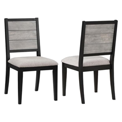 Elodie Wood Dining Side Chair Grey and Black - Black Finish Frame - Set of 2 