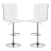 Ashbury Upholstered Adjustable Bar Stool White - White Leatherette - Chrome Finish Pedestal Base - Set of 2