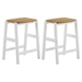 Edgeworth Wood Backless Counter Stool with Natural Brown Wood Seat and White Finish Base - Set of 2 - COA1658