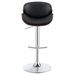 Harris Adjustable Bar Stool with Walnut Wood Seat Back - Black Leatherette Upholstery - Chrome Accents - COA1691