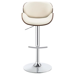 Harris Adjustable Bar Stool - Ecru Leatherette - Chrome Finish Base 