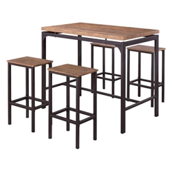 Santana 27"W x 47"L 5-Piece Pub Height Bar Table Set - Weathered Chestnut 