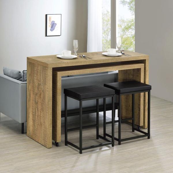 Davista 18"W x 55"L 4-Piece Counter Height Table Set with 2 Nesting Tables and 2 Backless Stools - Mango - Brown 