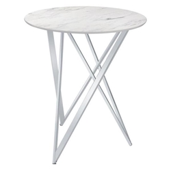 Bexter 35" Round Faux Marble Bistro Bar Table - Chrome 