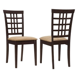 Kelso Lattice Back Dining Side Chair Cappuccino - Beige Fabric - Set of 2 