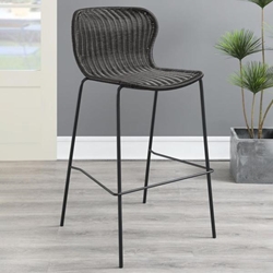 Mckinley Faux Rattan Metal Bar Chair Brown - Sandy Black Finish Legs - Set of 2 