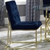 Cisco Velvet Upholstered Dining Side Chair with Gold Finish Legs - Blue Fabric - Set of 2