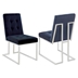 Cisco Velvet Upholstered Dining Side Chair with Chrome Legs - Blue - Set of 2