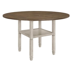 Sarasota 42"W x 42"L Extension Counter Dining Table Rustic Cream - Nutmeg Finish Legs 