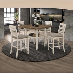 Sarasota 42"W x 42"L 5-Piece Drop Leaf Counter Dining Set - Rustic Cream 