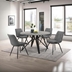 Neil 50" Round 5-Piece Round Dining Table Set - Grey Faux Marble Top and Gunmetal Finish Iron Base