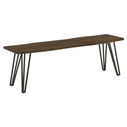 Topeka Live Edge Wood Dining Bench Mango Cocoa - Gunmetal Finish Legs 