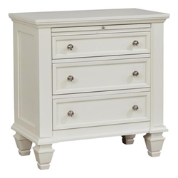 Sandy Beach 3-Drawer Nightstand Cream White 