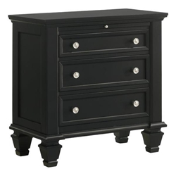 Sandy Beach 3-Drawer Nightstand Black 