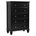 Sandy Beach 5-Drawer Bedroom Chest - Black