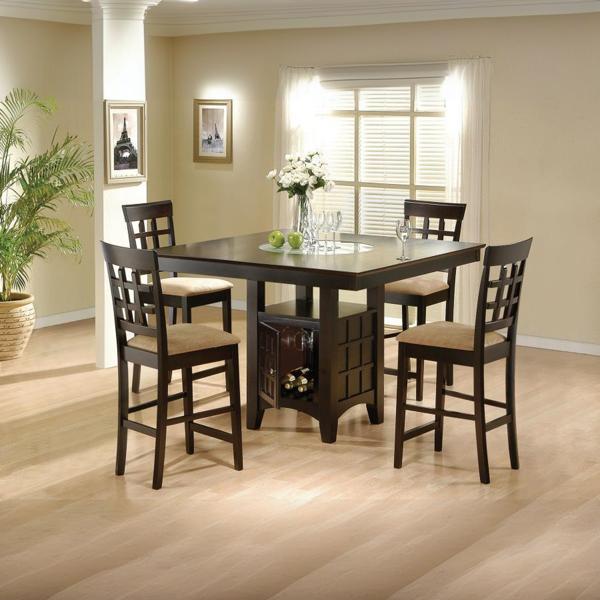 Gabriel 51"W x 51"L Square Counter Height Dining Set - Cappuccino - 5-Piece 