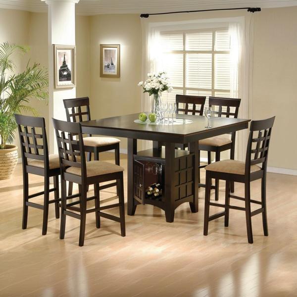 Gabriel 51"W x 51"L Square Counter Height Dining Set - Cappuccino - 7-Piece 