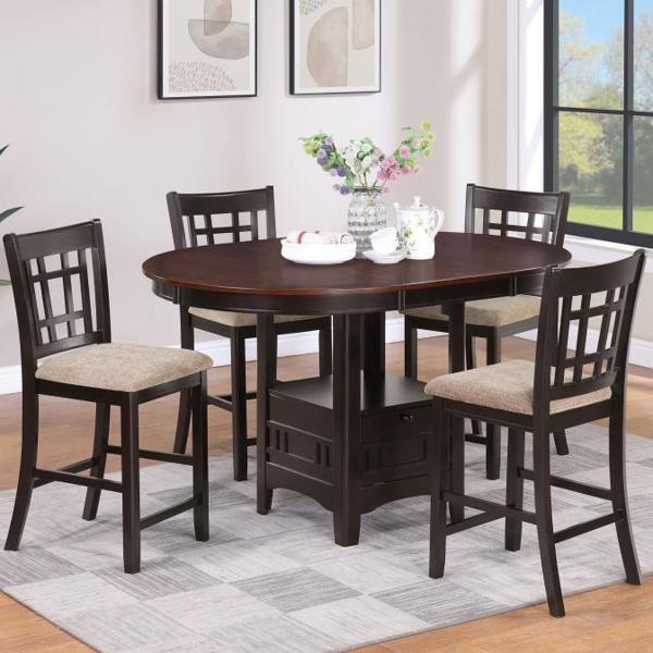 Lavon 42"W x 42"L Oval Counter Height Dining Set - Light Chestnut - 5-Piece 