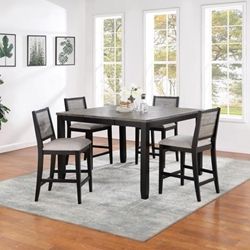 Elodie 54"W x 36"L Extension Leaf Counter Dining Set - Grey - 5-Piece 