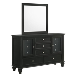 Sandy Beach 11-Drawer Dresser with Mirror - Black 