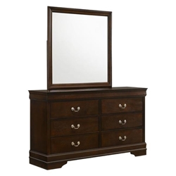 Louis Philippe 6-Drawer Dresser with Mirror - Cappuccino 