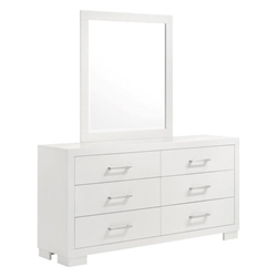 Jessica 6-Drawer Dresser with Mirror - Cream - White 