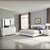 Felicity Eastern King Bedroom Set - White High Gloss - 4-Piece - Blue LED Headboard