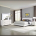 Felicity Eastern King Bedroom Set - White High Gloss - 4-Piece - Chrome Finish Legs